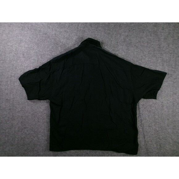 Campia Moda Shirt Men Small Black Beige Stripes Palm Resort Hawaiian Tropical - Picture 8 of 9